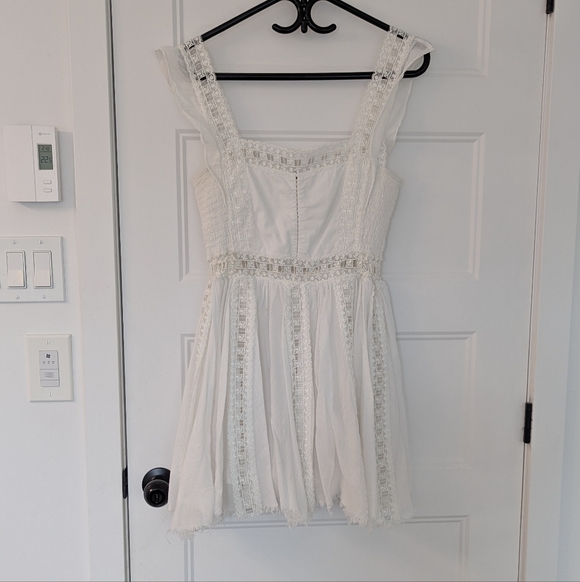 Free People FP One Verona Mini Dress White Crochet Lace Boho Size Large - Picture 2 of 11